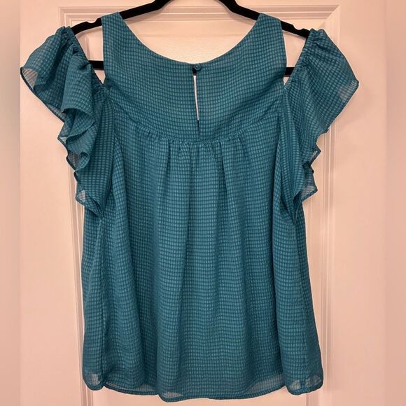 ANTHROPOLOGIE MAEVE Tavin Blouse Teal Women’s Size 10 - Picture 3 of 6